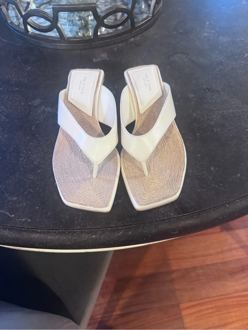 rag & bone Cream Leather Jo Espadrille Wedge Flip